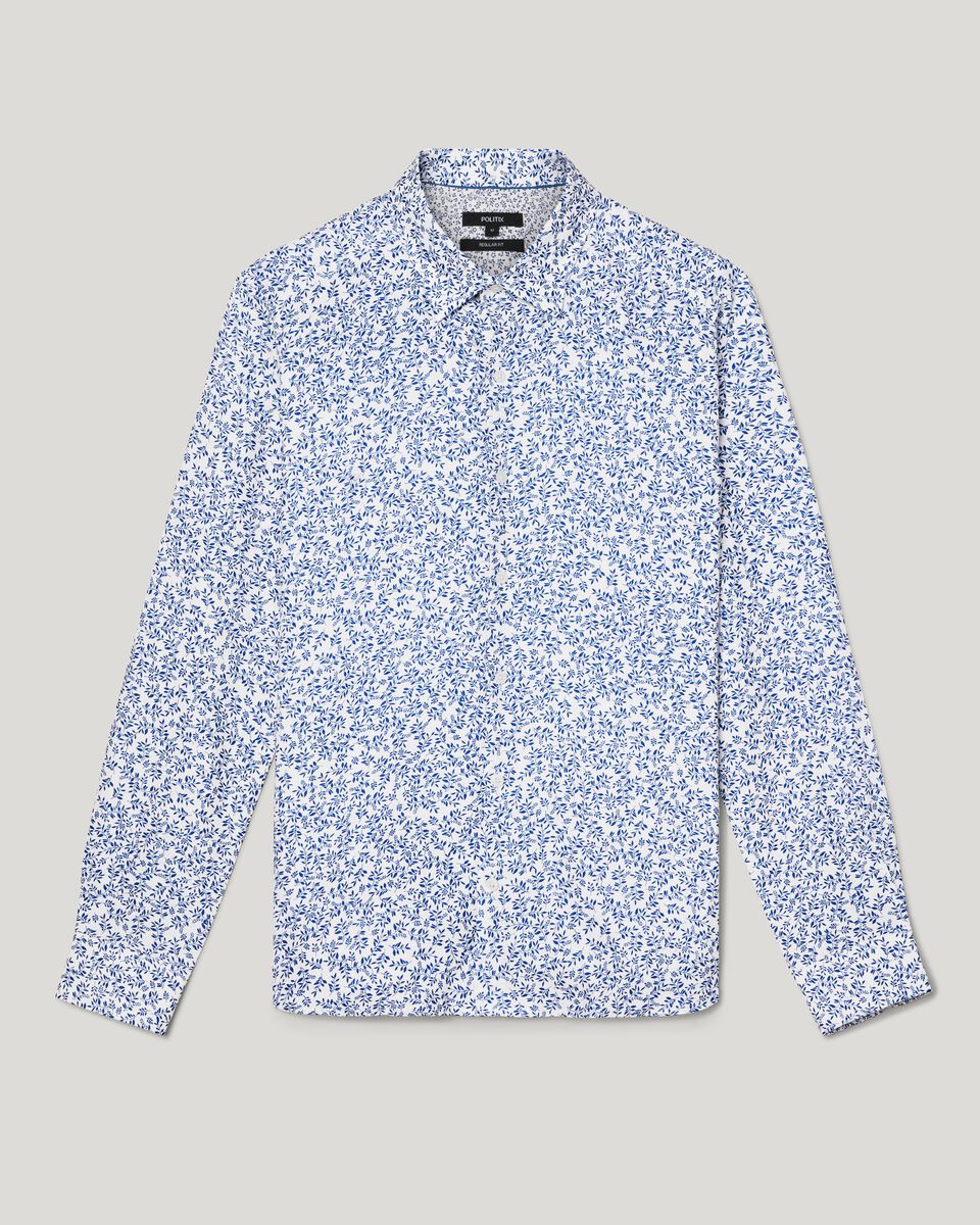 Regular Long Sleeve Printed Floral Linen Shirt 